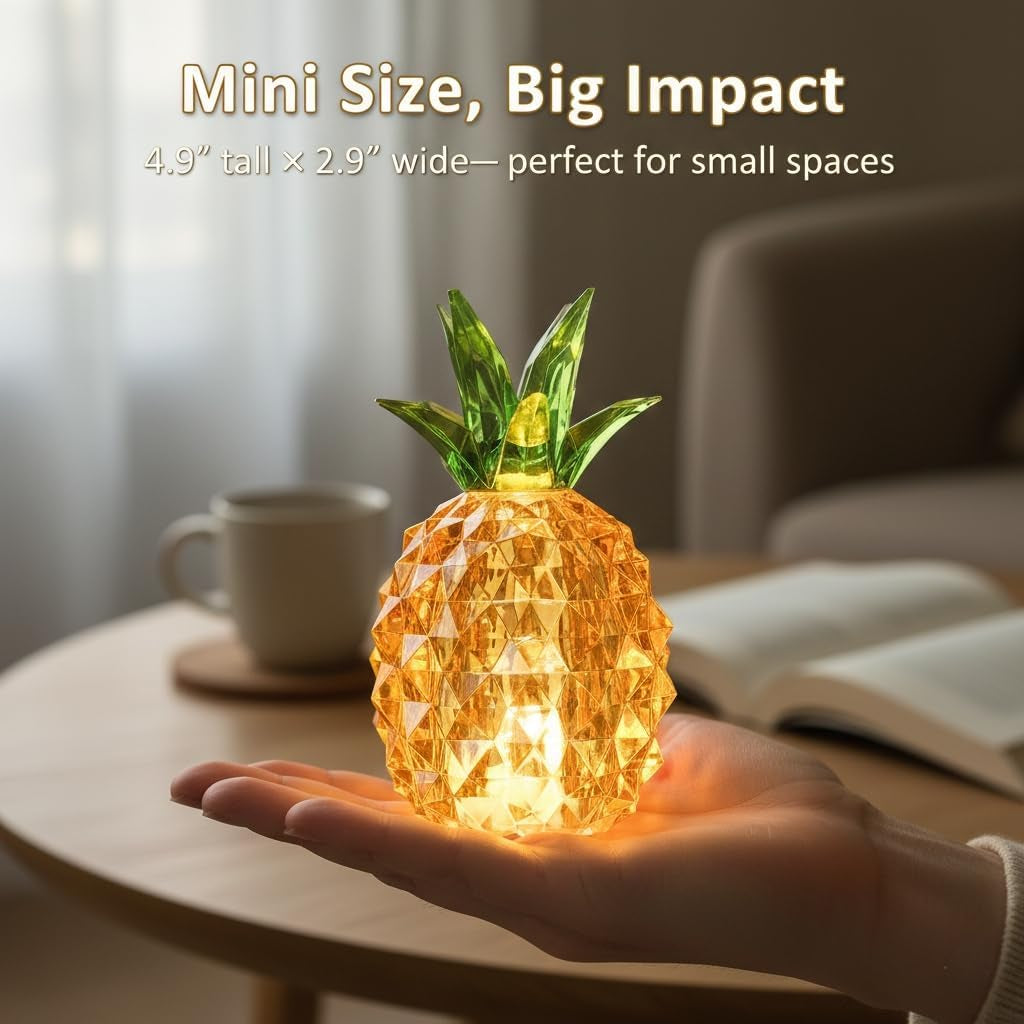 Gold Pineapple Decor, 4.9 Inch Small Battery Operated Table Lamp