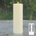 4" X12" Flameless Flickering Waterproof Candle with Remote, LED Battery Operated Timer Plastic Ivory Pack of 1 Pillar Candle for Outdoor Use (Long Lasting 420+ Hrs)
