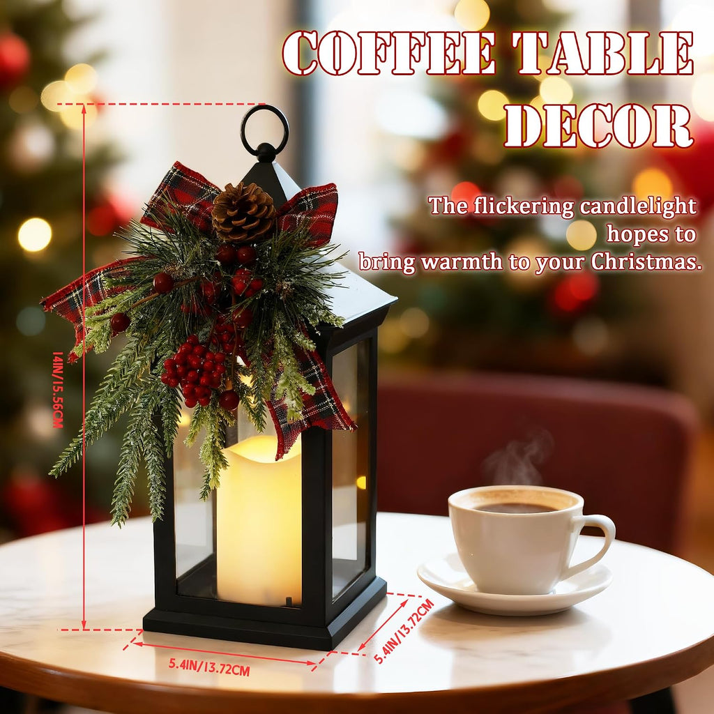Christmas Decorative Candle Lanterns, 1 Packs 14" Xmas Porch Decor