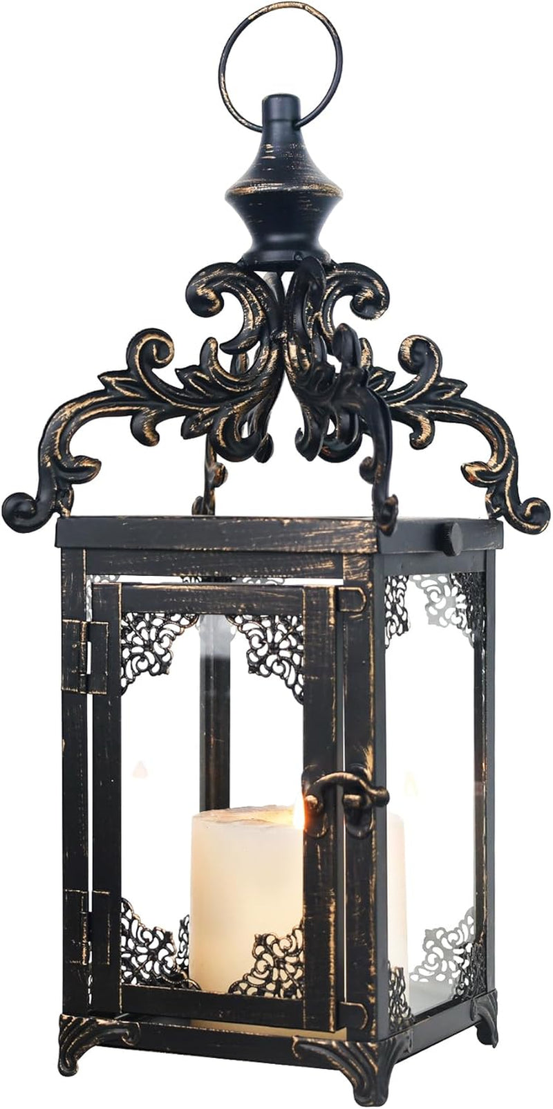 Candle Lantern Decorative Indoor & Outdoor, Large Vintage Metal Hanging/Tablet
