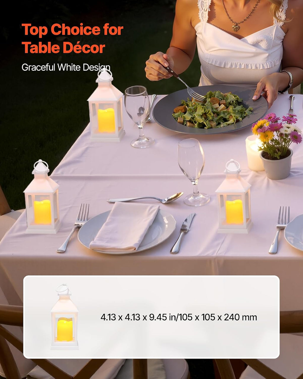 12 Pcs Decorative Candle Lantern, LED Electric Flameless Candle, Plastic LED Holder with Glass, Wall Hanging Indoor Porch Lanterns for Wedding Table Party Farmhouse Indoor Decor, White