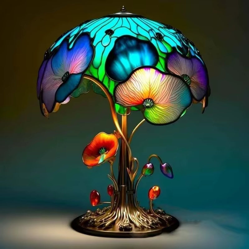 Flower Mushroom Night Light Resin Carved Atmosphere Lamp Led Table Lamp Bedroom Living Room Home Decoration Gift