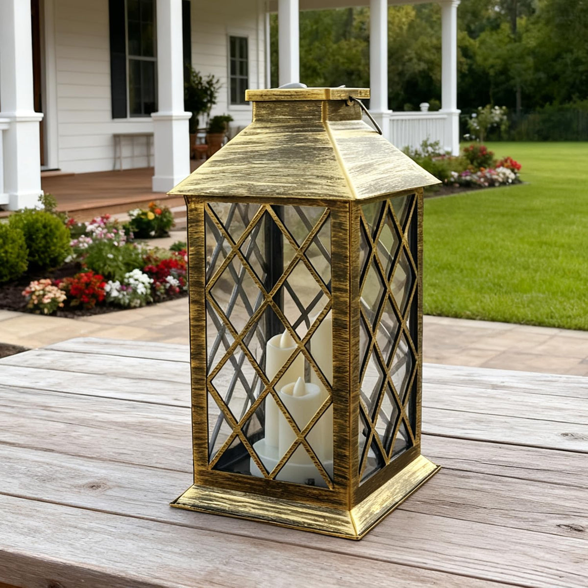 Solar Outdoor Lantern 3 LED Flickering Flameless Candle Decorative Lights