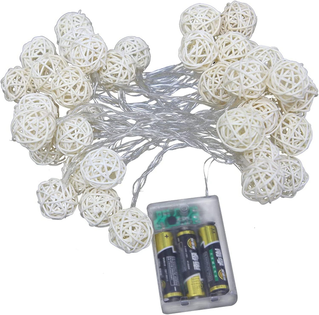 40 LED Rattan Ball String Lights, 20Ft Battery Powered Fairy String Lights Decorative for Home Garden Bedroom Party Wedding Christmas