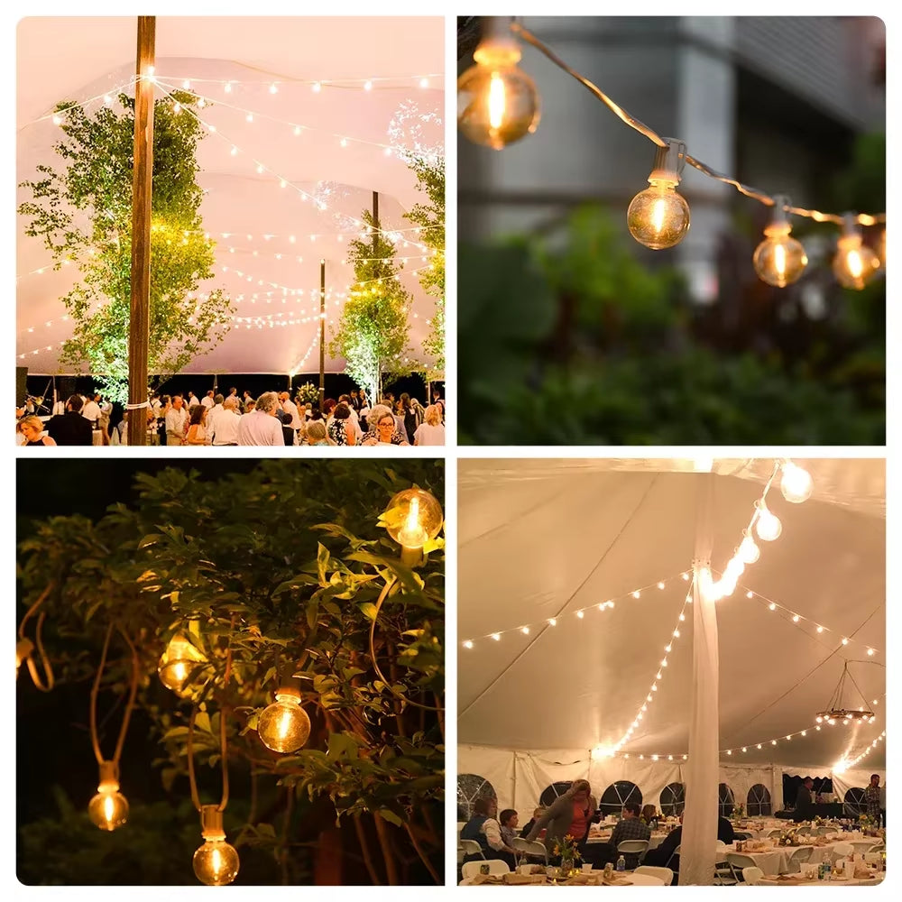 30M 15M Fairy String Light G40 LED Ball Festoon Lights Connectable Wedding Light String Decoration for Backyard Garden Party