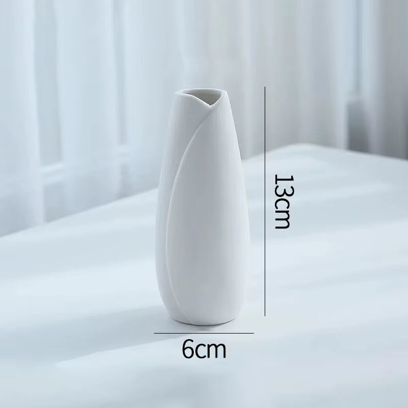 White Ceramic Vases Nordic Decorative Vasen Ornaments Home Living Room Decor Flower Arrangements Sketching Props Desktop Decor