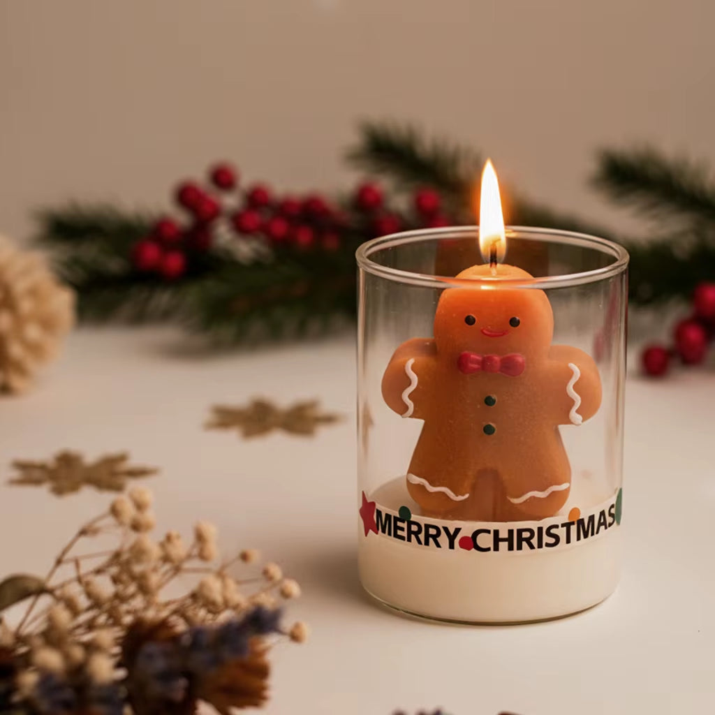 Christmas Scented Candle Glass Cup Soy Wax Santa Tree Snowman Reindeer Gift Home Decoration Holiday Aromatherapy Candle