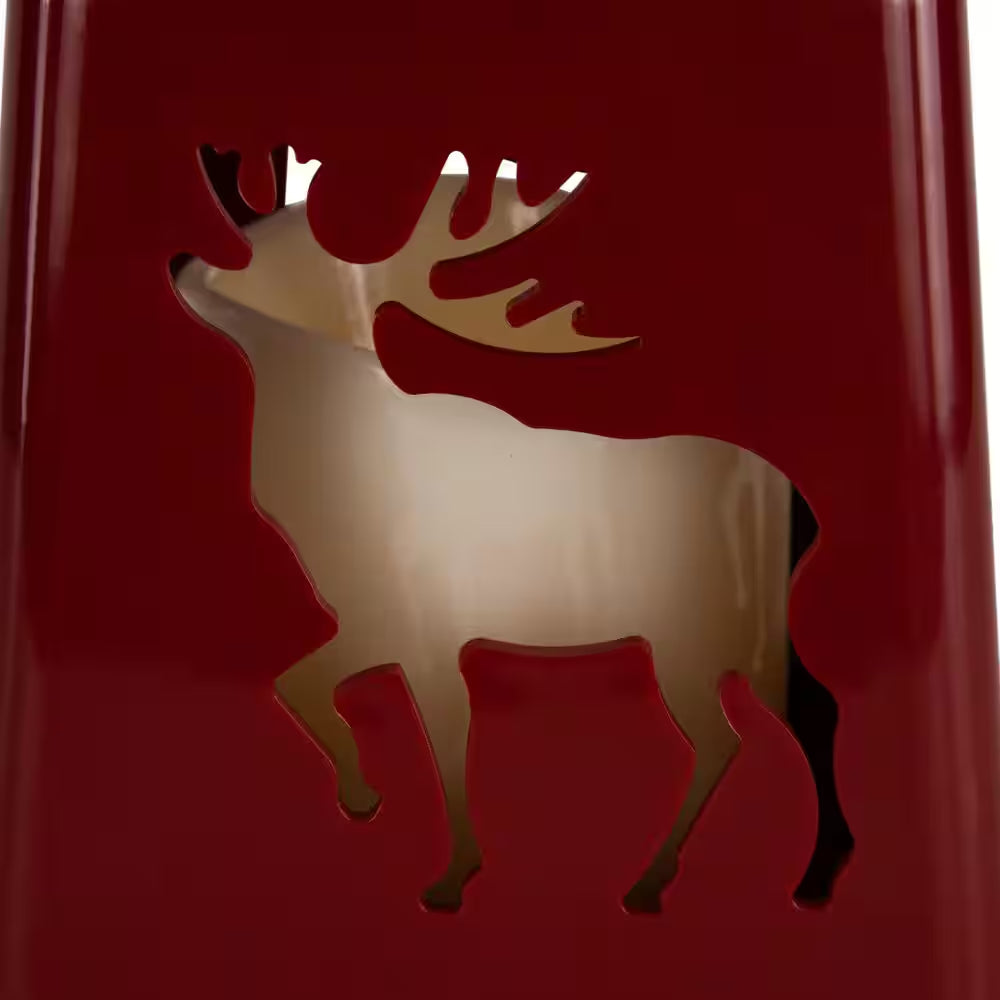 LED Lighted Tree Snowflake and Reindeer Christmas Candle Lanterns-8"-Set of 3