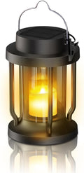Solar Lantern Outdoor & Indoor Use – Hanging Solar Lights with Realistic Flickering Flameless Candle, Weatherproof for Gardens, Patios, Trees, and Lawns (Black, 1 Pack)