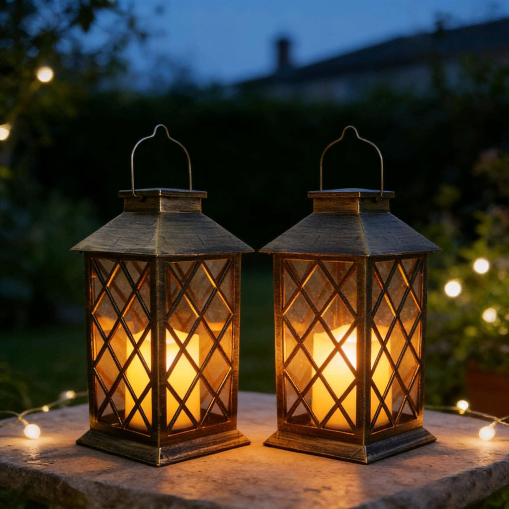 Solar Hanging Garden Lantern, Waterproof LED Flickering Flameless Candle Light (1Pack)