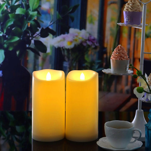 Outdoor Battery Operated Flameless LED Candles with Timer D3”Xh6” 2 PCS