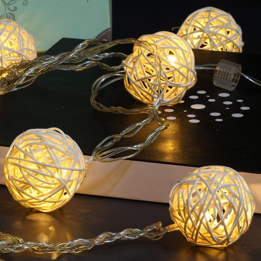 40 LED Rattan Ball String Lights, 20Ft Battery Powered Fairy String Lights Decorative for Home Garden Bedroom Party Wedding Christmas
