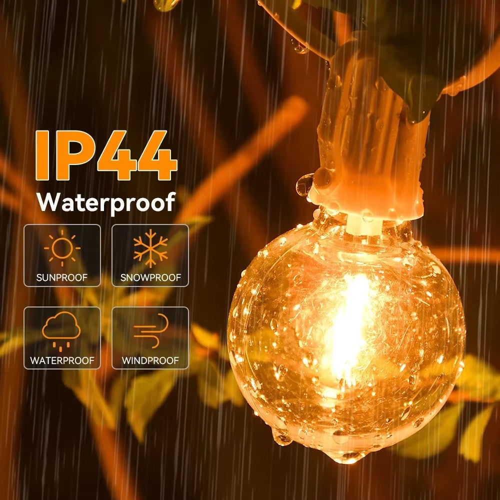 30M 15M Fairy String Light G40 LED Ball Festoon Lights Connectable Wedding Light String Decoration for Backyard Garden Party