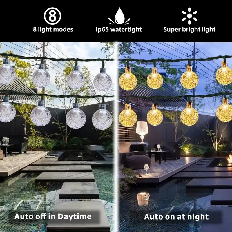 Waterproof Solar Bubble Ball Light String Lights Outdoor Crystal Globe String Light Garden Party Christmas Decoration
