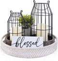 Rustic Farmhouse Lanterns Set of 7, Modern Home Decor Table Centerpieces
