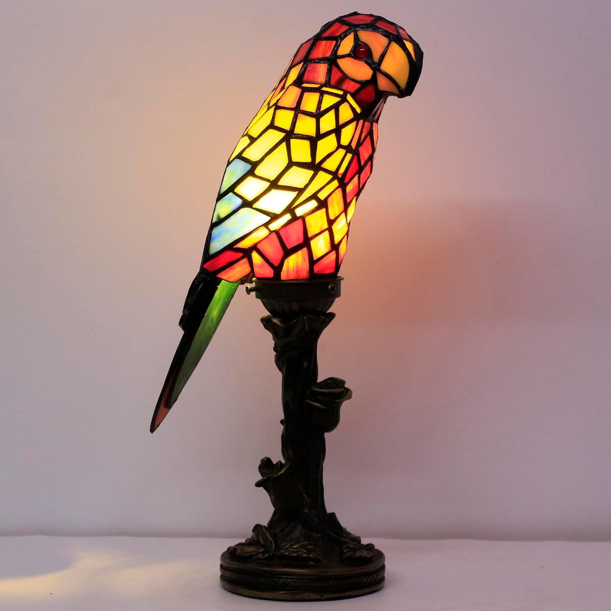 Small Tiffany Lamp Parrot Table Lamp Stained Glass Accent Lamp