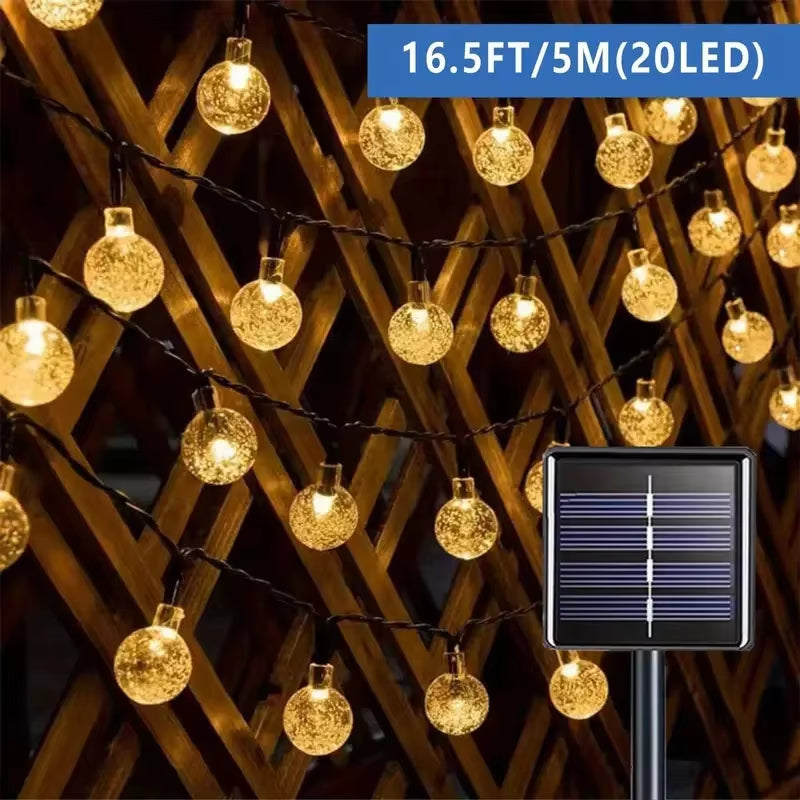 Waterproof Solar Bubble Ball Light String Lights Outdoor Crystal Globe String Light Garden Party Christmas Decoration