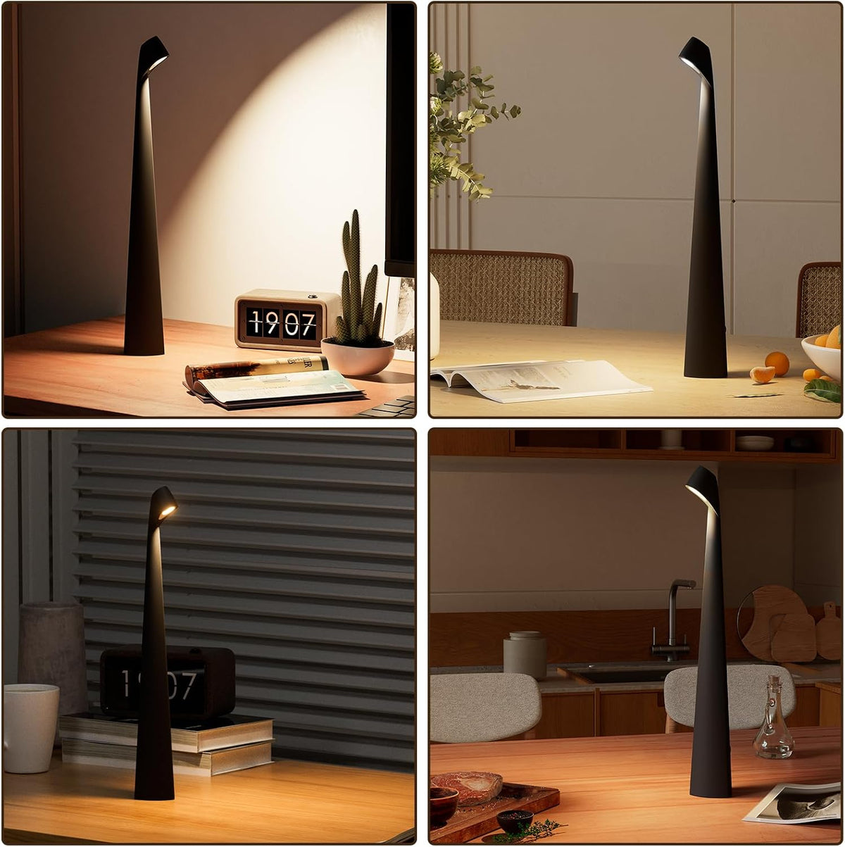 Cordless Rechargeable Reading Metal Table Lamp, 3-Level Brightness