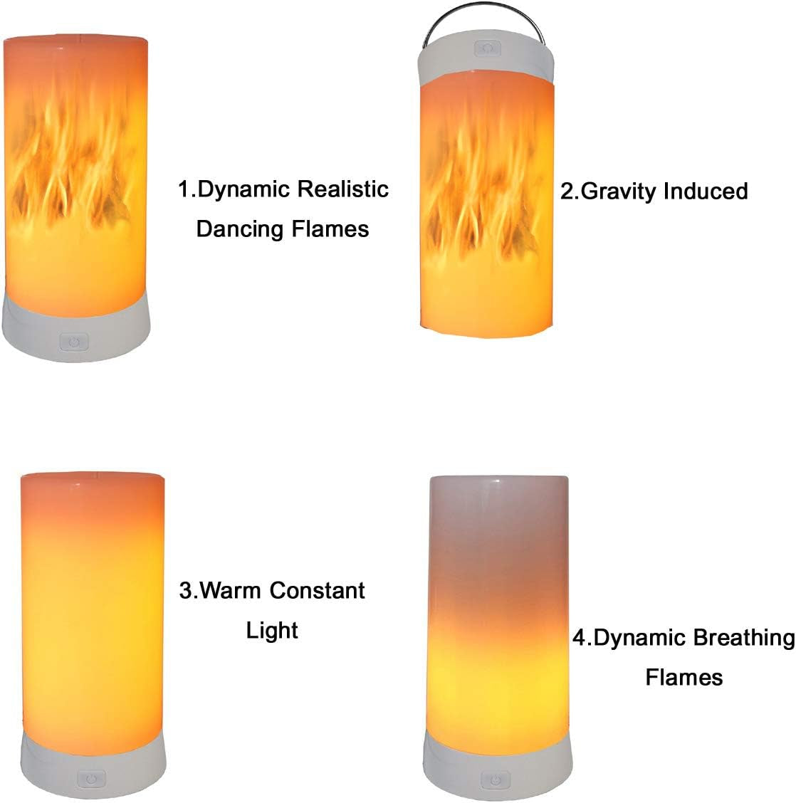 Led Flame Effect Lantern Light Usb Rechargeable Flameless Candle 4 Modes Remoted Flickering Flame Effect Mood Light Flameless for Holdiday Halloween Christmas Party Bar Decor Birthday Gift (1 Pack)