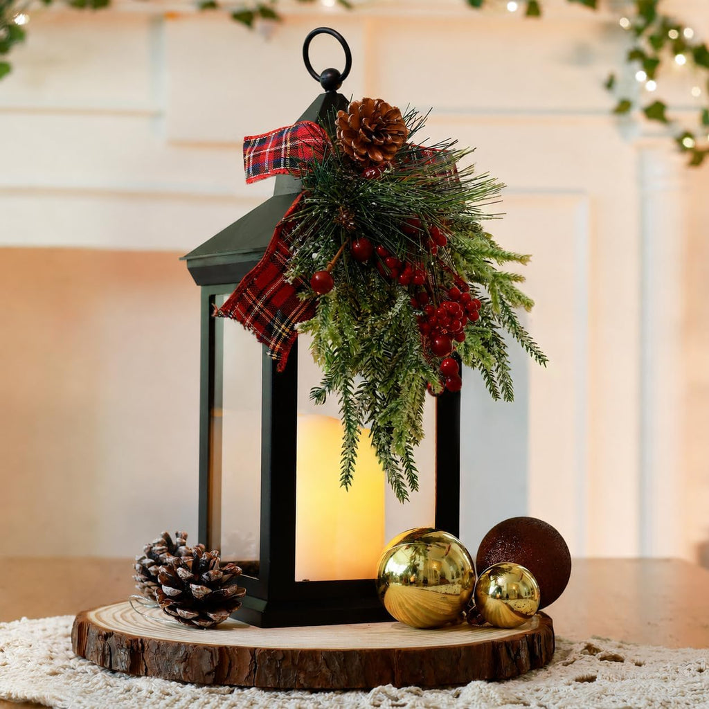 Christmas Decorative Candle Lanterns, 1 Packs 14" Xmas Porch Decor