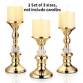 Gold Metal Pillar Candlestick Holders Vintage Pillar Candle Holders Elegant Metal Crystal Pillar Candle Stands