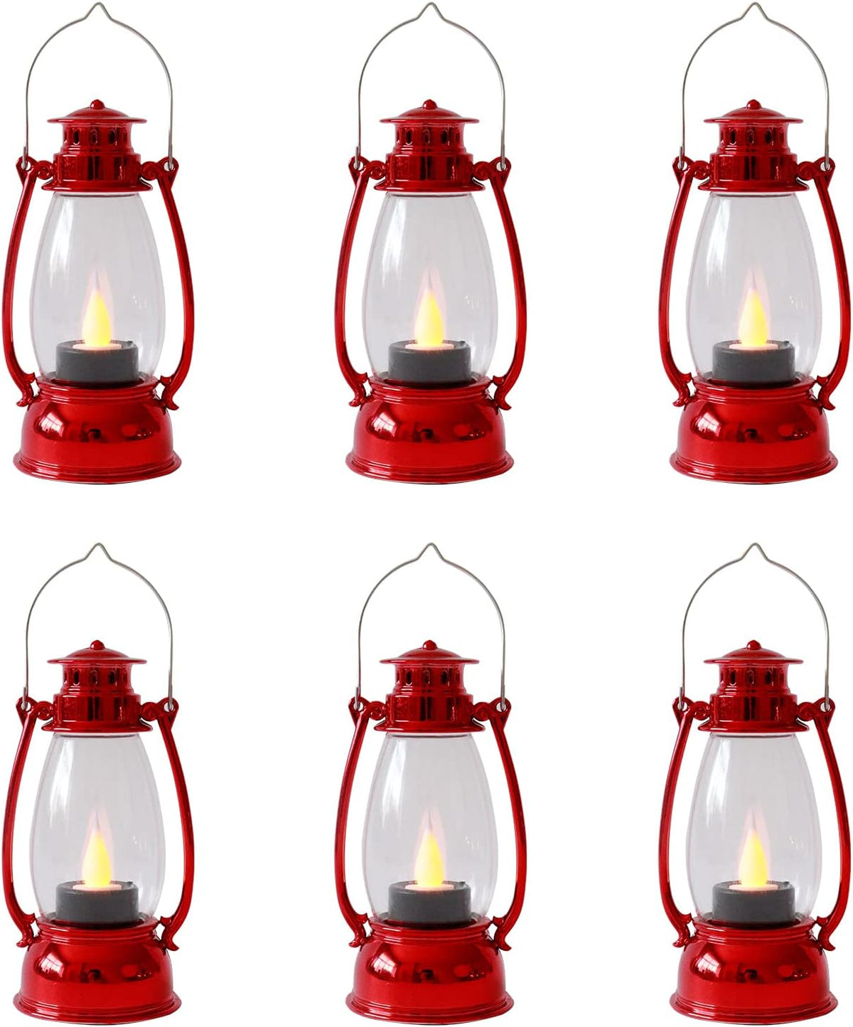 (6 Pcs-5.1In) Mini Red Lanterns for Christmas Decor, Lightweight Portable Small LED Lanterns Decorative Indoor & Outdoor Hanging Ornaments for Weddings Party Halloween Classroom Decorations