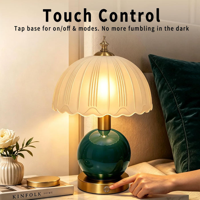Lampe Céramique Verte Émaillée – Sans Fil
