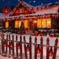 Solar Flame String Lights - 42Ft 15 LED Lights Outdoor Solar String Lights for Garden Patio Christmas Decoration (Red, 42Ft)