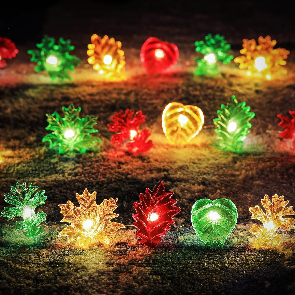 Solar String Lights Fall Leaf String Lights Outdoor Garden Decor Light Waterproof Yard Thanksgiving Christmas Fairy Lights 40LED 14Ft