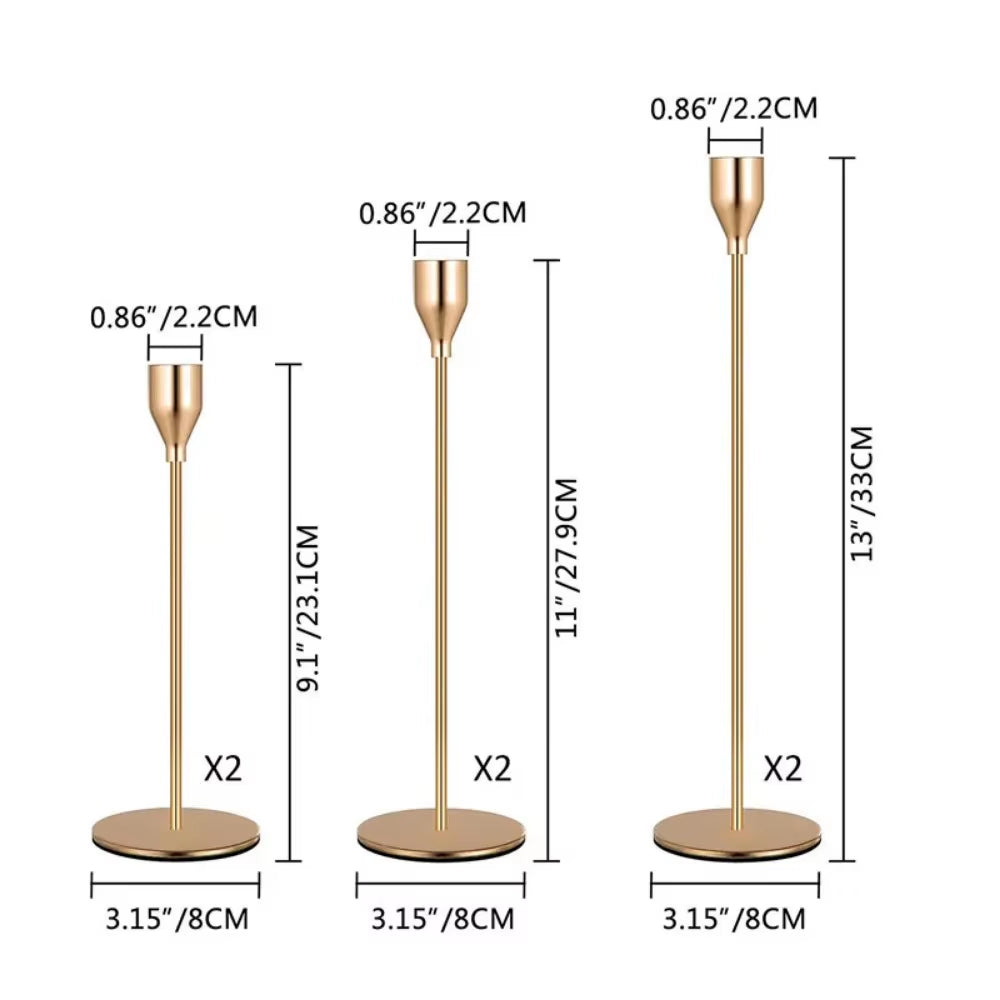 3Pcs/Set Candle Holder Taper Candle Holders LED Tea Light Candlestick for Home Decor Christmas Wedding Dinning Anniversary