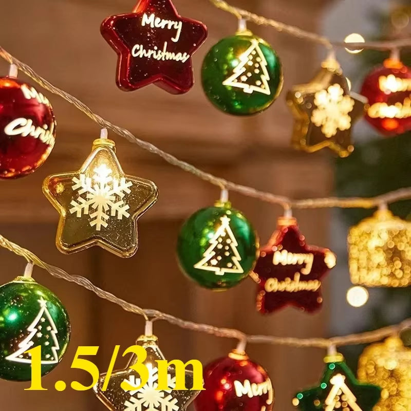 1-4PCS Christmas Led String Lights Christmas Tree Ambient Lights Christmas Color Lights Holiday Decoration Pentagram Lights