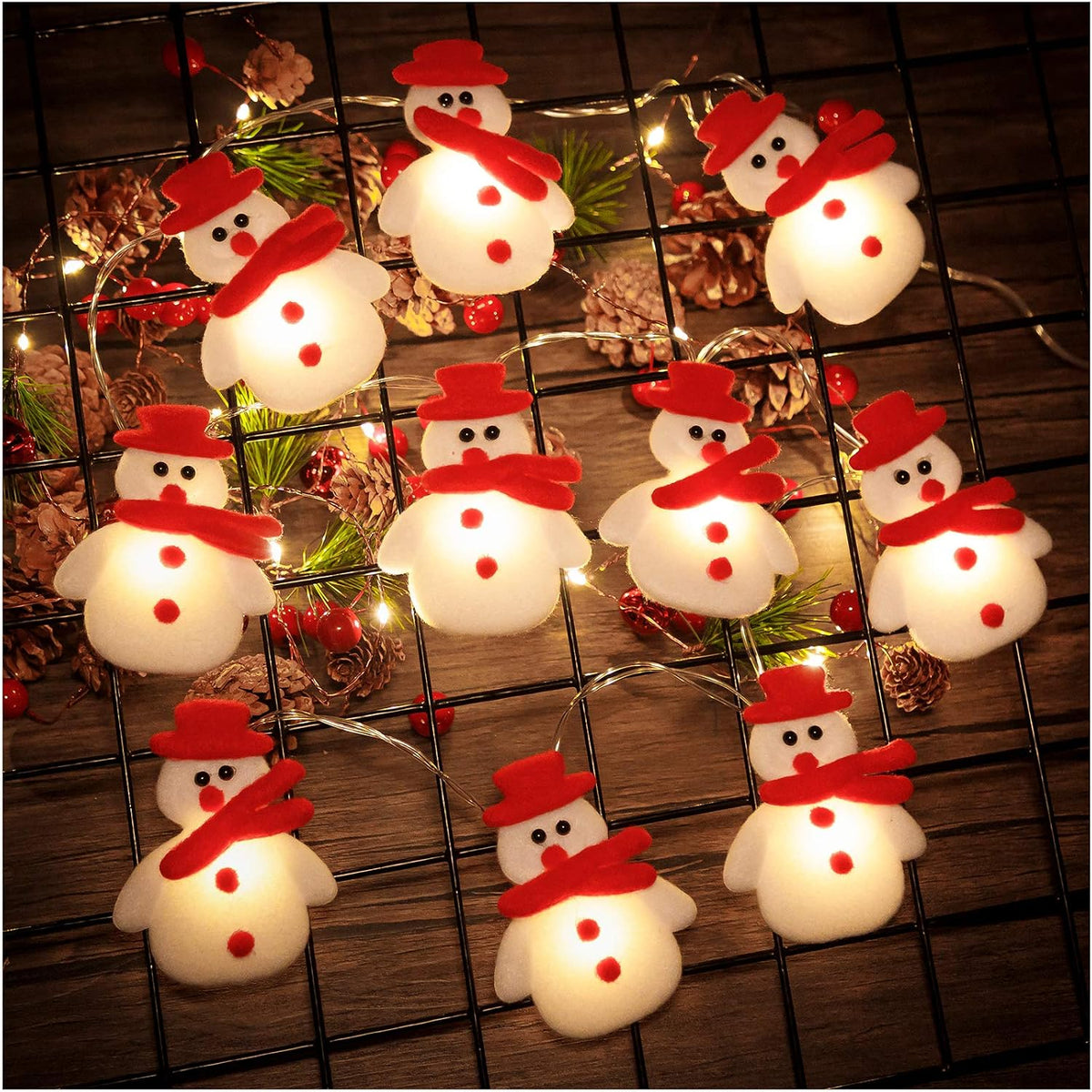 Christmas Snowman String Lights, 10 Leds 5.4Ft Waterproof